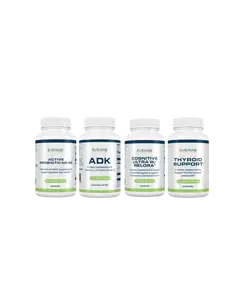 Evexias Thyroid Support Bundle:  Active Probiotic ND 50 + ADK + Cognitive Ultra w/Relora + Thryroid Support Vitamin Supplement Pack Healthcare Fitness Dietary Edible Healthy