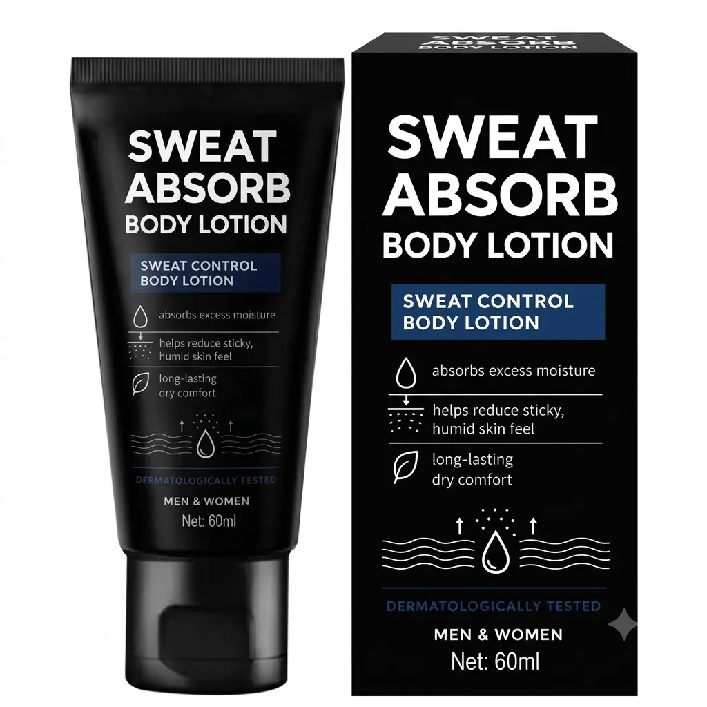 Unisex Sweat Absorb Body Lotion - Body Care Moisturizers with Lightweight Moisture Control Formula, Gentle Excess Moisture Absorption, Reduces Sticky Skin Feel, Long-Lasting Dry Comfort - Dermatologically Tested - 60ml