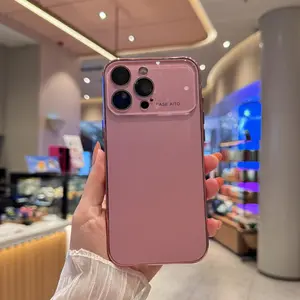 Luxury Electroplated Frosted iPhone Case [Built-in Lens Protector] - Fits iPhone 16/15/14/13 Pro Max, Drop & Scratch Resistant with Large Viewing Window, Minimalist Business Style for Premium Look