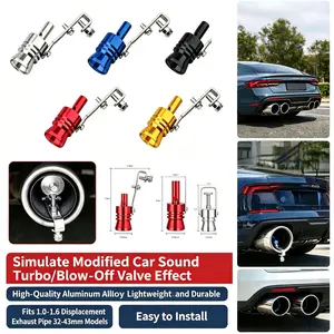 Turbo sound whistle exhaust whistle tip Universal Car Exhaust Sound Simulator  Expander Sound Changer Exhaust Pipe Sound Generator Aluminum Turbine Tailpipe Whistle Fit Accessory Red Alloy