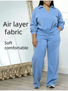 YYTK2025NOV003 Women's Solid Color Long Sleeve Sporty Top & Waist Cinching Pants, Casual Comfortable Two-Piece for All Seasons, loungewear, Tracksuit set, comfortable jogger sets, Sweatsuit Sets Lapel V Neck Sweatshirts and Drawstring Sweatpants