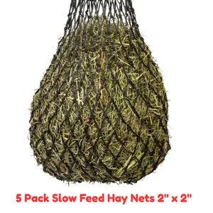 5 Pack Slow Feed Hay Net 2" x 2" Holes Horse Hay Bag