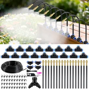 100FT Drip Irrigation System,Garden Watering System with 17 Copper Nozzles&1/4" Tubing, 360? Adjustable Irrigation System for Garden,Automatic sprinklers for Yard,Raised Beds&Greenhouse