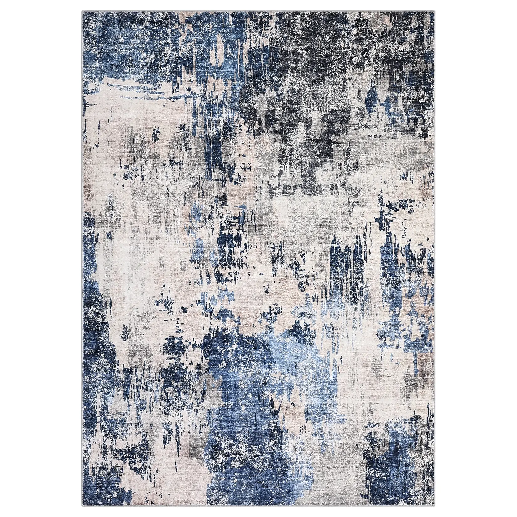Fine Cashmere Abstract Area Rug - Wash-Ready, Fold & Go, Stays Put Grip, Easy Clean Upkeep, Non-Slip Grip, Suitable for All Rooms Indoor Floors