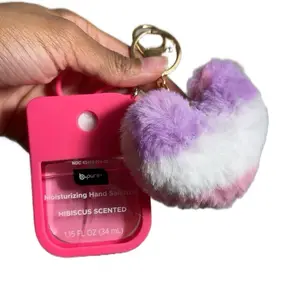 B Keychain - Hibiscus Scented Pink and Purple Keychain with Keyring Attachment