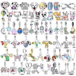 HAPI 925 Sterling Silver Dog Paw Print Beads Cute Cat Animal Charm DIY For Original Pendant Bracelets Jewelry Squirrel Charms