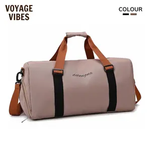 Eco-Friendly Canvas Duffel Bag, Shoe Compartment Bag Travel, Simple Style Weekend, Getaway Bag, Large Capacity Travel