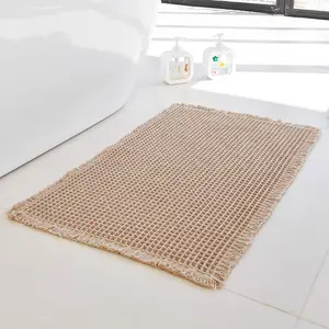 Waffle Bath Mat Super Absorbent Non-Slip Machine Washable 20x31in Microfiber Rug with TPR Backing for Kitchen Bathroom Entryway Safe Pattern Rug-Superfine Fiber Flocking Material Soft Plush Interlocking Foam