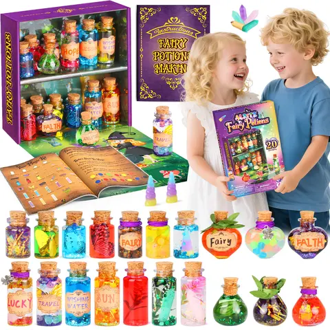 Alritz Kids Fantasy Fairy Magic Potion Kit - Safe Plastic DIY Craft Set with 20 Bottles, Wizard Decoration, Christmas Gift for Kids, Boys Christmas Gifts, Birthday Party Favors, Ages 6+
