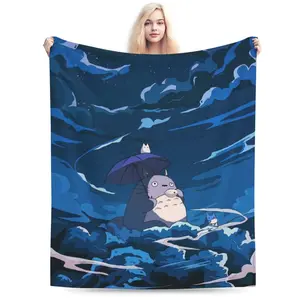 My Neighbor Totoro Blanket, Super Soft Anime Throw Blanket For Couch Sofa Bed, Cozy Lightweight Warm Flannel Blanket,Suitable for holiday gifts for family and friends.