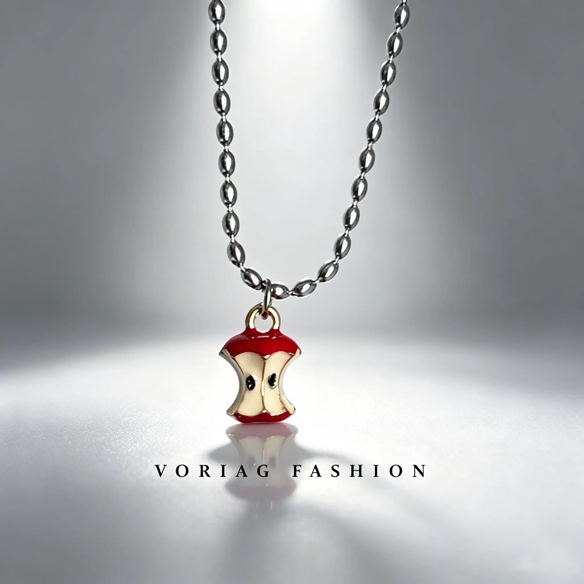 Cute apple core fruit bead necklace, versatile and simple, sweet and cool, clavicle chain, unisex jewelry, suitable for couples as a gift.