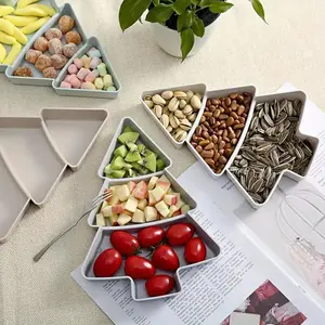 Random Color Christmas Tree Shaped Snack Tray, 4 Counts/set Multi-grid Snack Food Serving Tray, Snack Organizer for Home Kitchen Party Picnic Office