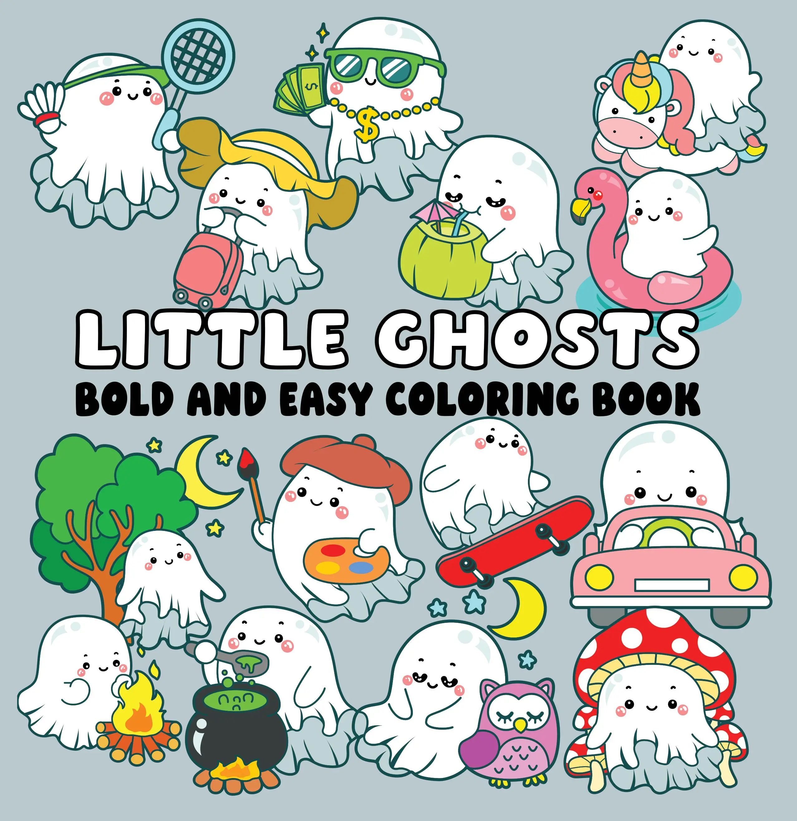 Bold Outlines Adult Coloring Book - Easy-to-Use Ghost Theme Coloring Book for Adults, Adult Coloring Books