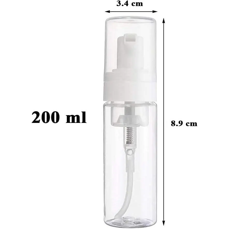 Foaming Dispenser 7oz Transparent Empty Spray Bottle 2Pcs Plastic Foam Pump Travel Soap Portable Foam Bottle (200ml)
