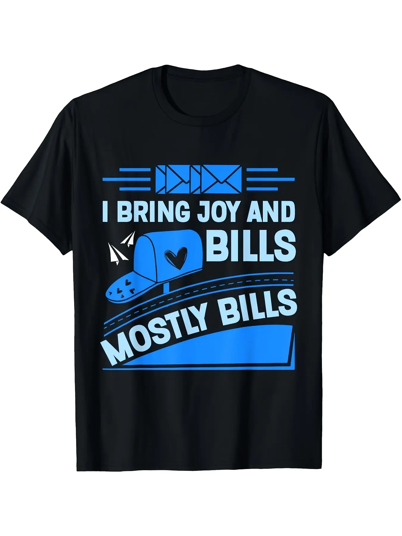 Men'S Retro Postman Postal Worker T-Shirt I Bring Joy And Bills Funny Graphic Tee Soft Breathable Fabric Lightweight Casual Round Neck Shirt Suitable for All Seasons Office Humor Gift for Pos