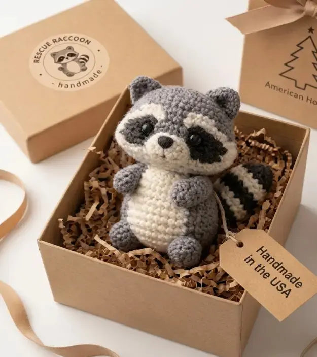 Handmade Crochet Raccoon Plush | Cute Amigurumi Raccoon Stuffed Animal | Woodland Nursery Decor | Gift for Animal Lovers