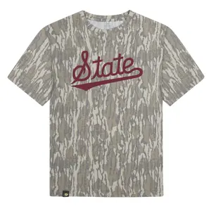 Red State Letter Washed Out Tee Mossy Oak Original Bottomland, Mossy Oak Original Bottomland Red State Letter Deer Printing Short Sleeve Shirt