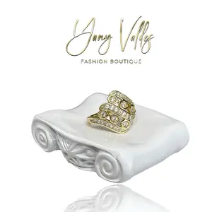 Gold-plated ring with embedded cubic zirconia stones, suitable for everyday wear. .(Not Solid Gold)