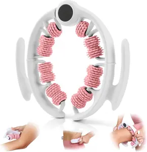 Manual Push-Pull Roller Relaxing Deep Tissue Massage Cellulite,Foam Rollers Massage Tool Ring for Thigh Calf Lymphatic Drainage & Deep Tissue Therapy & Waist Foam Roller for Daily Stretching & Recovery Body Care,Pink Fitness Training Equipment Summervibes