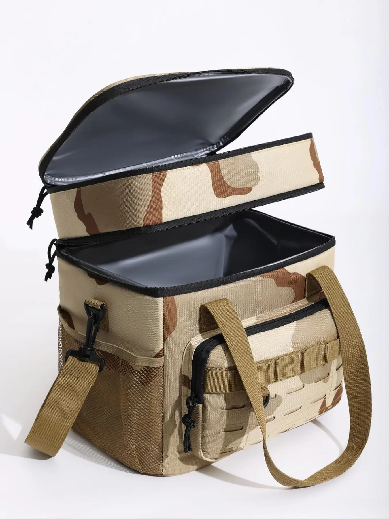 Camo Pattern Lunch Bag, Travel Accessory, Large Capacity Insulated Picnic Bag, Multi-functional Shoulder Bag, Outdoor Picnic Bag, Wear-resistant Dirty