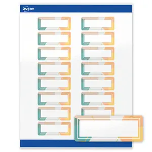 Avery Printable Address Labels, 1" x 2-5/8", Glossy White, Pre-printed Color Block/Metallic Gold Veins Design, Rectangle, Sure Feed Technology, Laser & Inkjet Compatible, 320 Total