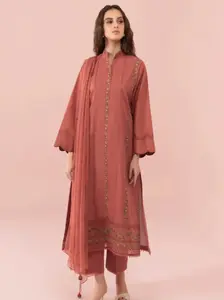 Embroidered Dhanak 3-Piece Set with Delicate Chiffon Dupatta Comfort Fabric Elegance Fit