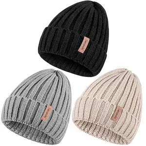 Womens Winter Knitted Beanie Hat 3PCS,Warm Knit Fashionable Caps,Womens Beanie for Fall Cold Weather