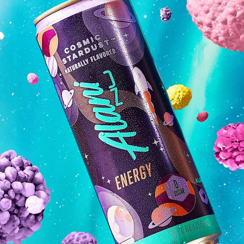 Alani Nu Sugar Free Energy Drink – Cosmic Stardust – 200mg Caffeine, Zero Sugar, Low Calorie, B Vitamins & Biotin – 12 Fl Oz Cans – 24 Pack