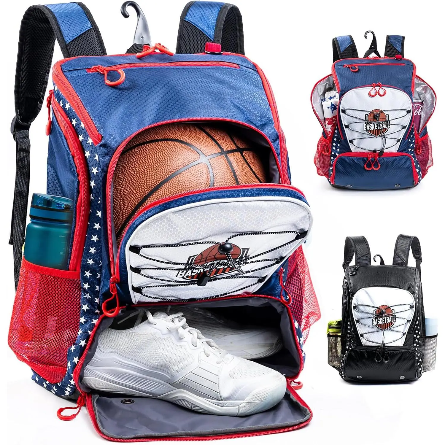 30L Lightweight Breathable Polyester Unisex Basketball Backpack - Tear-Resistant Gym Bag with Padded Laptop Sleeve, Multi-Functional Pockets (Ball, Ventilated Shoe, Insulated Side) & Organized Storage for Adults' Game Day, Practice, Sporty, Insulated Side