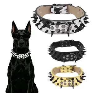 Dog Collar, Spiked Studded Anti-Chew Neck Collar, Heavy Duty Bite Resistant & Punk Stylish, Pet Neckwear Accessories, Fierce Luxury Gear for Large Breed, Bully Bulldog Pitbull Medium Large Dogs
