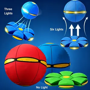 Magic Metaball Toy Dual-form Switchable Bouncing Ball & Flying Saucer with 6 LED Lights Kids Interactive Play Parent-Child Game