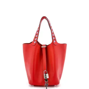 Pre-owned HERMÈS material Bucket Bags Hermes Picotin Lock Bag Tressage Epsom PM by Rebag
