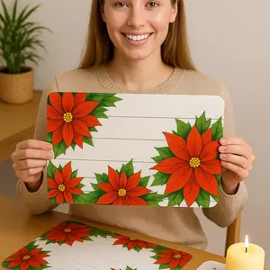 Christmas Placemats Set of 6 12"x16" Winter-Themed Designs Durable Easy to Clean Perfect for Festive Table Decor Family Dinners Holiday Parties Seasonal Gifts