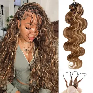 ISEE HAIR Body Wave Highlight Chocolate Brown Crochet Mermaid Braids Human Hair Extensions for Miracle Knots Human Hair Extensions Pre-Separated 50g/Pack (32-38 Strands Per Pack）– Knotless Boho Braids Vacation Hair #Summervibe#ISEECrochetNewArrivals