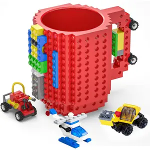 Build on Brick Mug, Cool Coffee Mugs for , Creative Novelty Building Block Cups, Funny Coffee Mug for Men Adults Women Xmas Christmas - Red