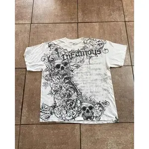 2026 Men's New Pattern Printed Skull T-Shirt Top Versatile Casual Fashion Trend Round Neck Short Sleeve Gothic Style Streetwear Cotton Fabric Black Menswear good graphic tees hell star funny tshirt men graphic tees