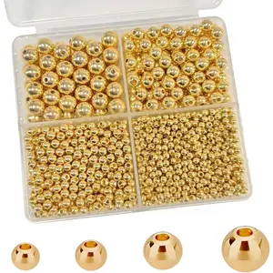 1680 count  Round Spacer Beads 3/4/6/8mm 4 Size Smooth Ball Beads for  Making Metal Circle Bead for Bracelet Necklace Earring Making