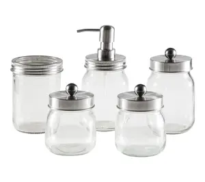 Home-Complete 5-Piece Mason Jar Bathroom Accessories Set
