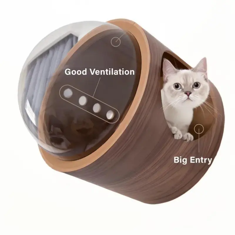Cat Furniture Spaceship Gamma Walnut plywood MYZOO Cat Furniture Spaceship Gamma Walnut plywood MYZOO