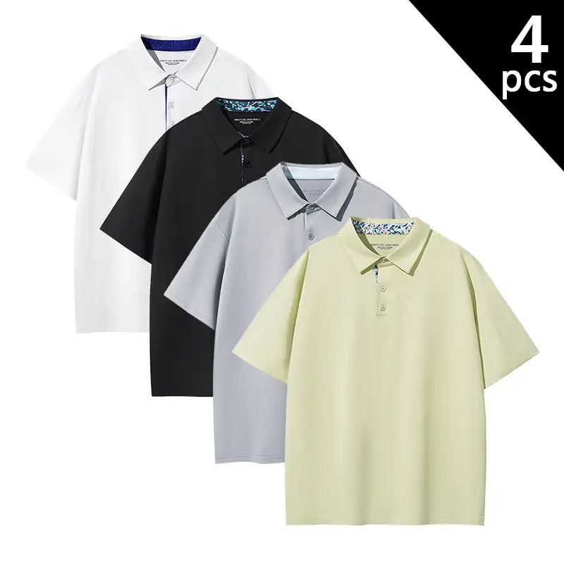 Clean Gent 4-Pack Men’s Solid Golf Polo Shirts, stretchy, comfortable casual fit, lightweight short-sleeve athletic tops suitable for everyday and outdoor wear