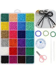 3mm 8400 Glass Seed Beads Set, 24 Colors Mixed, Includes Jewelry Making Tools, Ideal for Bracelets, DIY Jewelry, Keychains