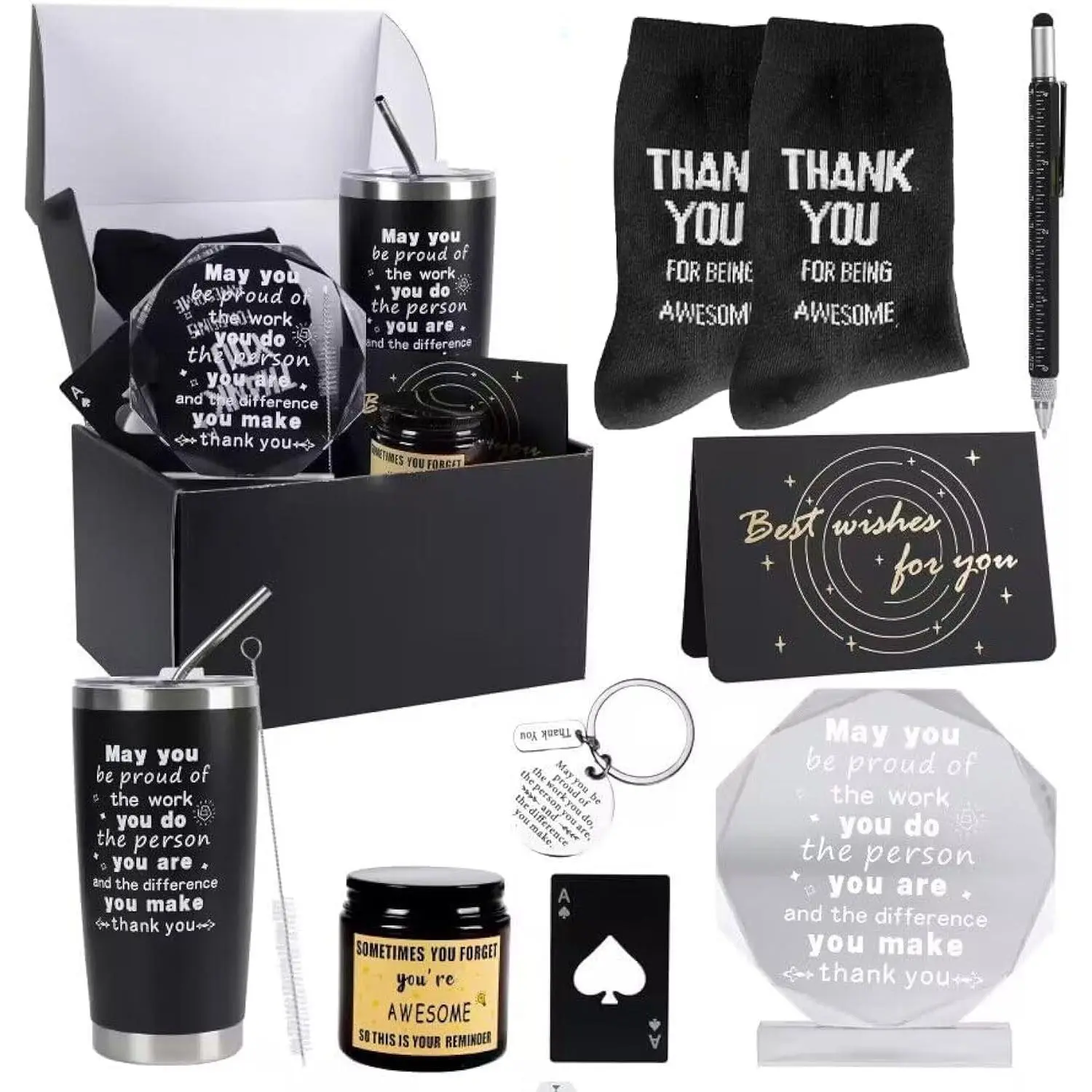 9 Pieces Employee Appreciation Gifts for Men Christmas Gifts Thank You Gift May you Be Proud Gift for Team Coworkers Farewell Male Friend