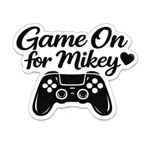 Game On for Mikey, Sticker with Controller Design Perfect for Gaming Enthusiasts | Memorial Gaming Decal | Car, Laptop. Cup | Waterproof Vinyl Available