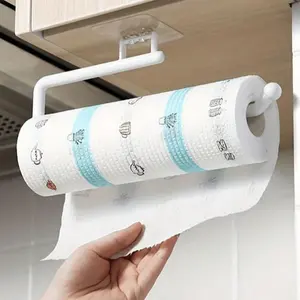 Wall Mounted Tissue Holder, 1 Count Punch Free Roll Paper Holder, Home Storage Rack for Bathroom & Kitchen, Bathroom Accessory, Bathroom Organizer, Bathroom Decoration Supplies
