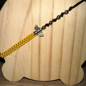 Bee charm macrame bracelet