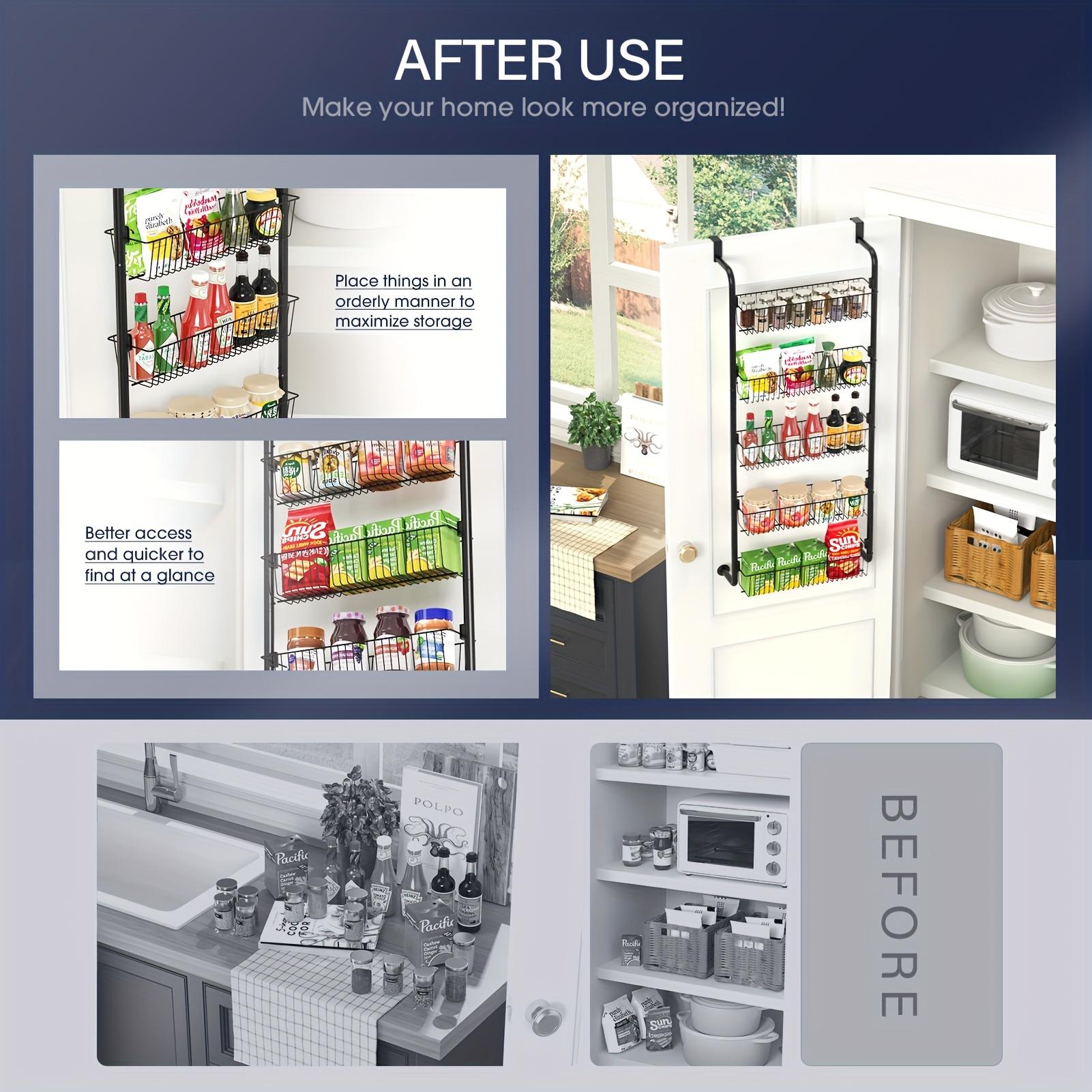 6/8 Shelves - Over The Door Food Pantry Organizer -  Space-Saving Organizer - Ideal For Spice And Food Storage