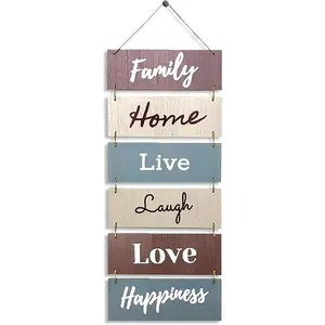 Hanging Wall Decor Sign - Welcome Vertical Wall Art Decorations, Rustic Home Accessories for Living Room, Bedroom, Family, Dining, and Kitchen, Outdoor Signs for House, Live, Laugh, Love Plaques