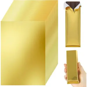 Candy Wrappers Paper, 120pcs Size 6" X 7.5" (Gold) Chocolate Bar Wrappers with Thick Paper Backing,Best for Wrapping Chocolate/Chocolate Bars/Candies/Gifts,Gold Foil Paper