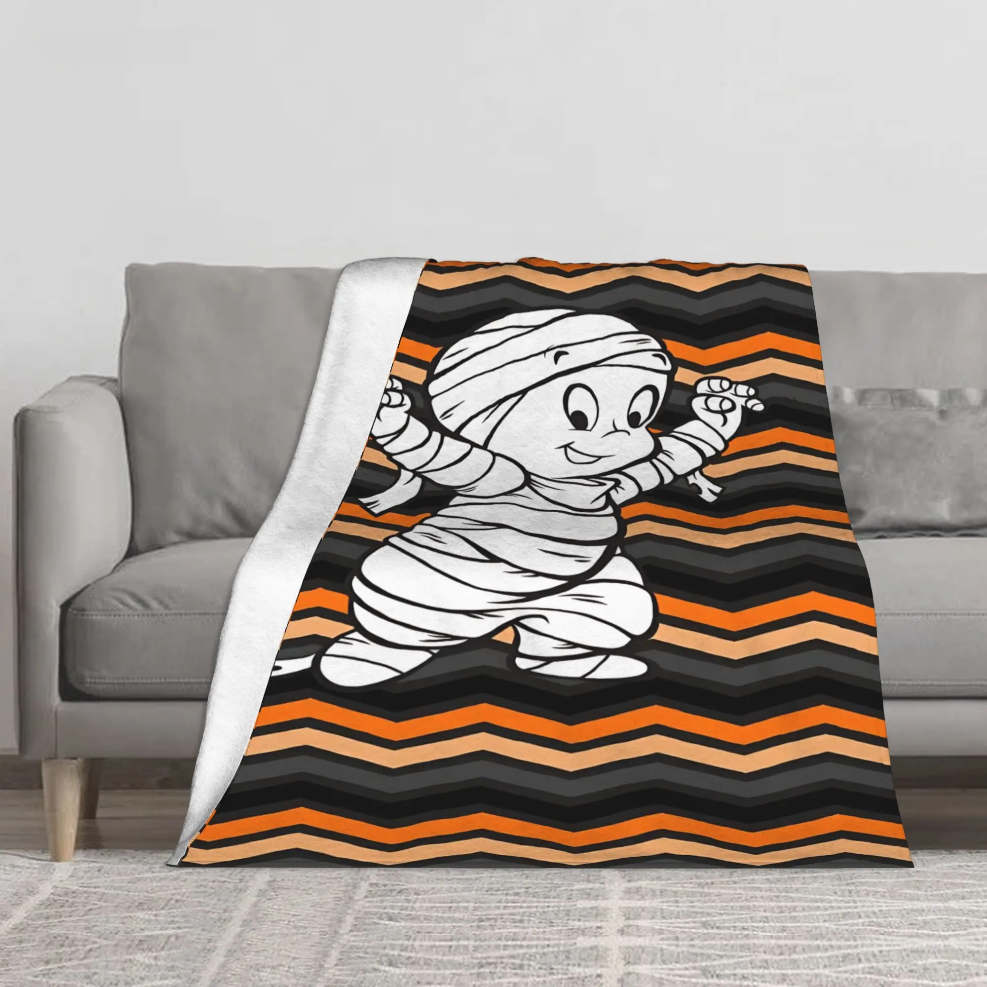 Casper the Friendly Syncprinting0 Flannel Blanket, Living Room Decorative Throw for Bedroom Useful Cover Sofa End of Bed Throws Thanksgiving Gift Idea, Daily Layering in Master Suite Elegant Solid Color Design, End Of Bed Cover, Sofa Blanket, Stylish Home