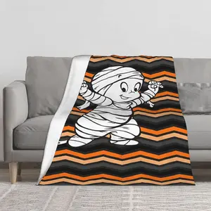 Casper the Friendly Syncprinting0 Flannel Blanket, Living Room Decorative Throw for Bedroom Useful Cover Sofa End of Bed Throws Thanksgiving Gift Idea, Daily Layering in Master Suite Elegant Solid Color Design, End Of Bed Cover, Sofa Blanket, Stylish Home